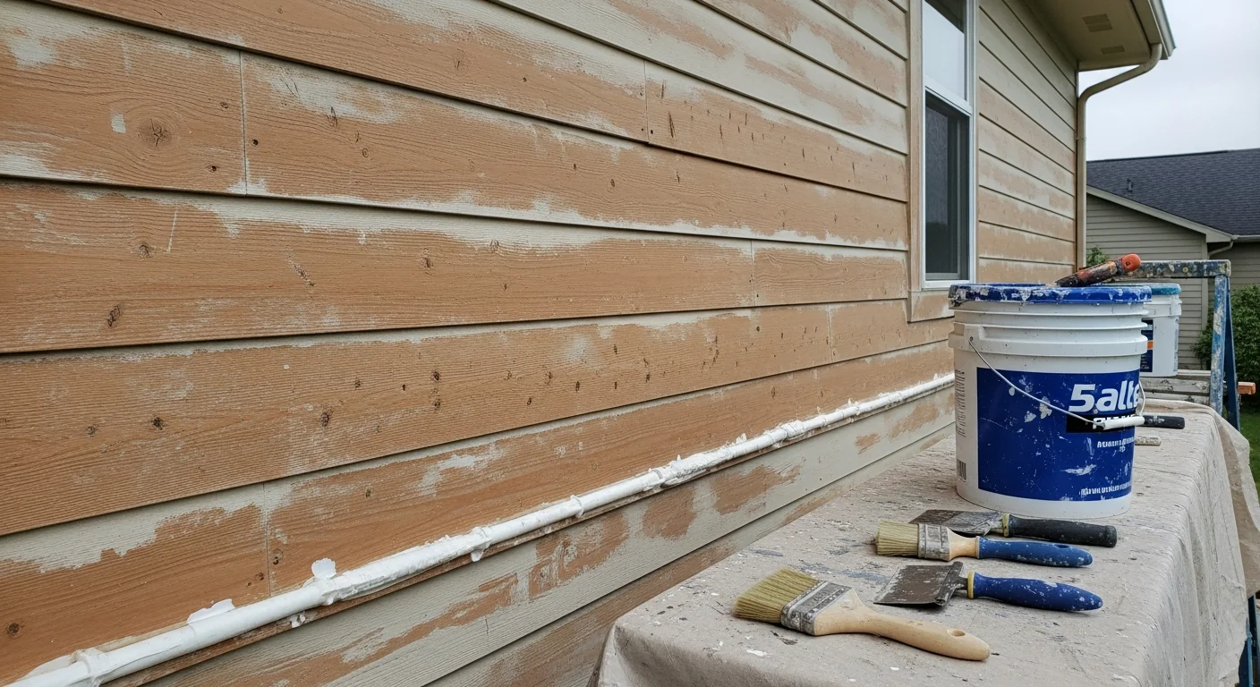 A freshly painted two-story home exterior in Waukesha County, Wisconsin, showing clean siding, painted trim, and sealed caulk joints after a professional repaint by Summit Professional Painting. The finished result shows sharp color contrast between the body and trim against a typical Midwest residential backdrop.